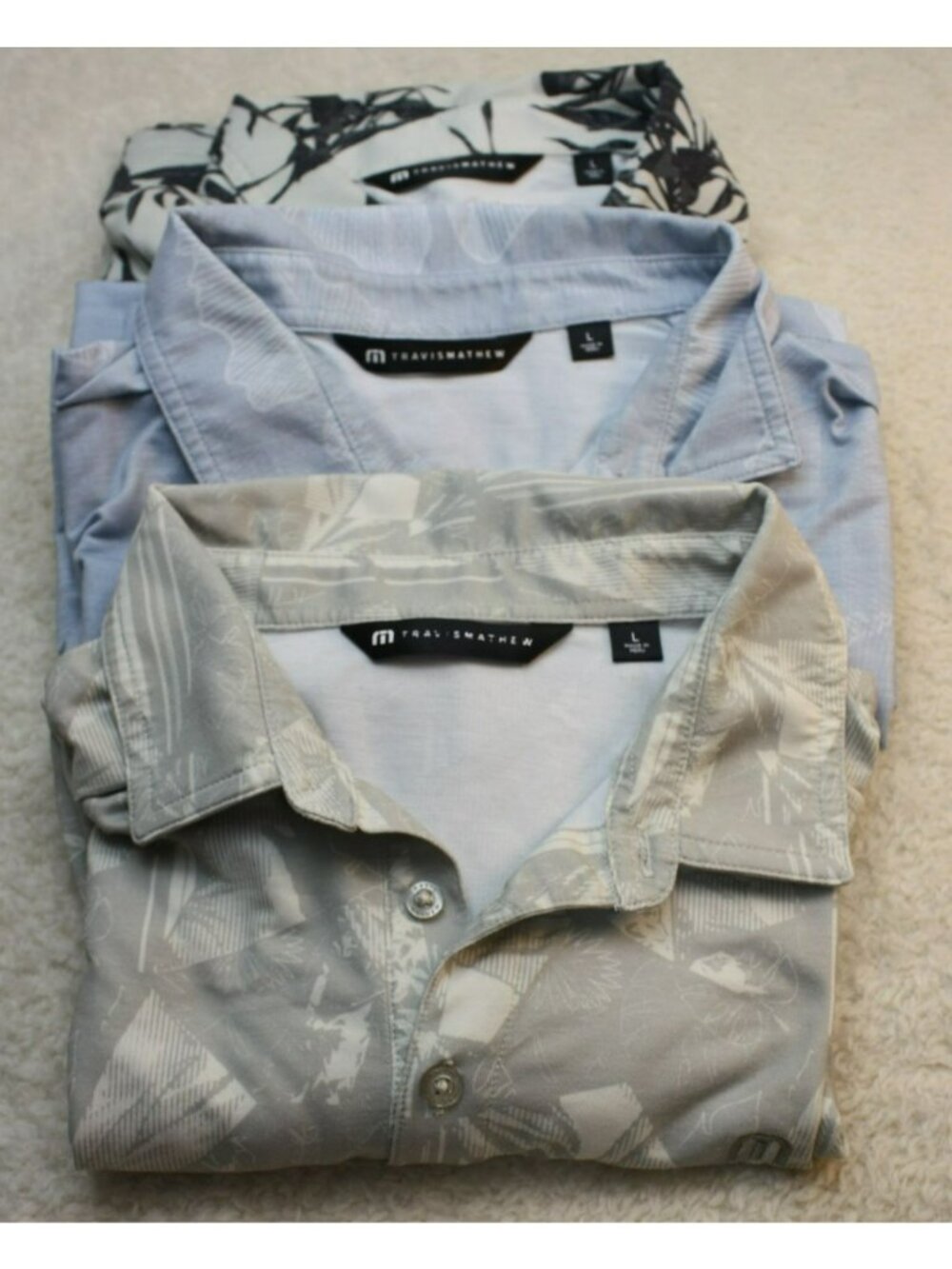 Travis Mathew Mens Polo Shirt Lot of 3 Large Lightweight Athletic